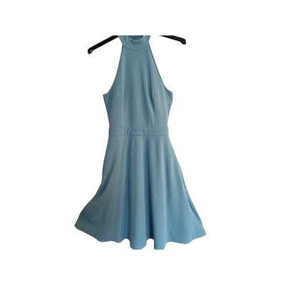 Dress the Population Paulina Dress XXS Blue Halter Fit Flare Midi Cocktail Party