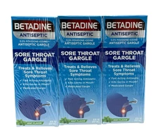 Betadine Antiseptic Sore Throat Gargle Mint -Iodine 0.5% 8oz, 3 pack- 01/2027!