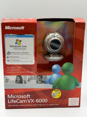 Microsoft LifeCam VX-6000 Webcam Model 1075 HD Wide Angle 3x Zoom Original Box