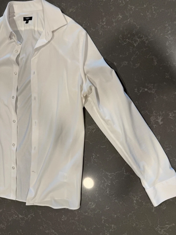 Express IMX 衬衫男式白色修身长袖弹力修身 Lg 16/16.5 码 — 第 3/4 张图片