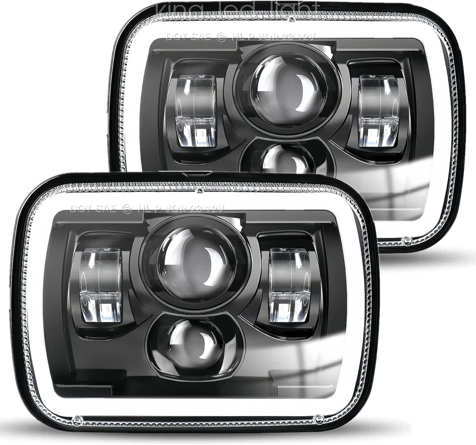 2x LED Scheinwerfer 5x7" E-geprüft High/Low Amber DRL For Chevrolet Corvette C4 - Bild 2 von 4