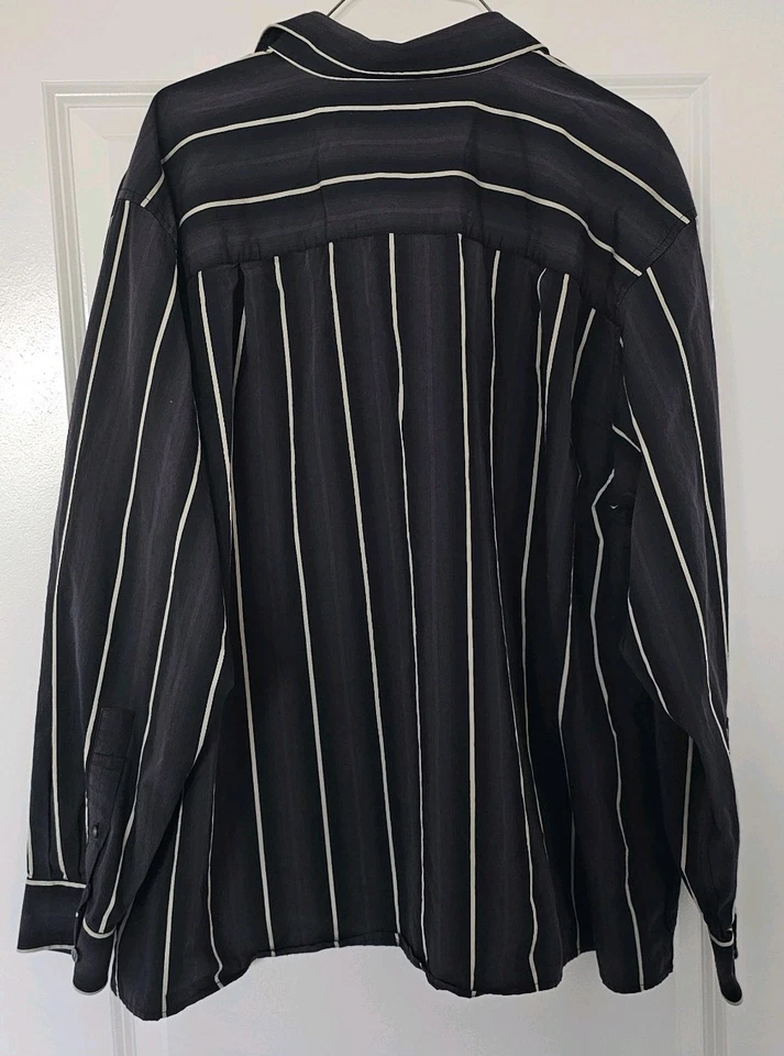 Men's Long Sleeve Button-Up Shirt Synergy Gray With White Stripes Size 2XL - Image 2 of 4