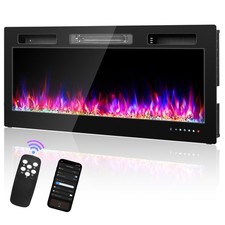 42" Electric Fireplace Insert Wall-Mount Heater 1500W Remote Control & WIFI