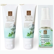 2 Pcs Herbal Toothpaste + 1 Peppermint MouthSpray Natural Fresh Breathe OralCare