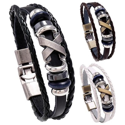 Geflochtenes geflochtenes Lederarmband Armreif Armreif mit Legierungsverschluss Manschette