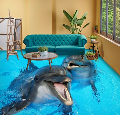 3D Smiling Dolphin 1023 Floor WallPaper Murals Wall Print Decal AU Zoe