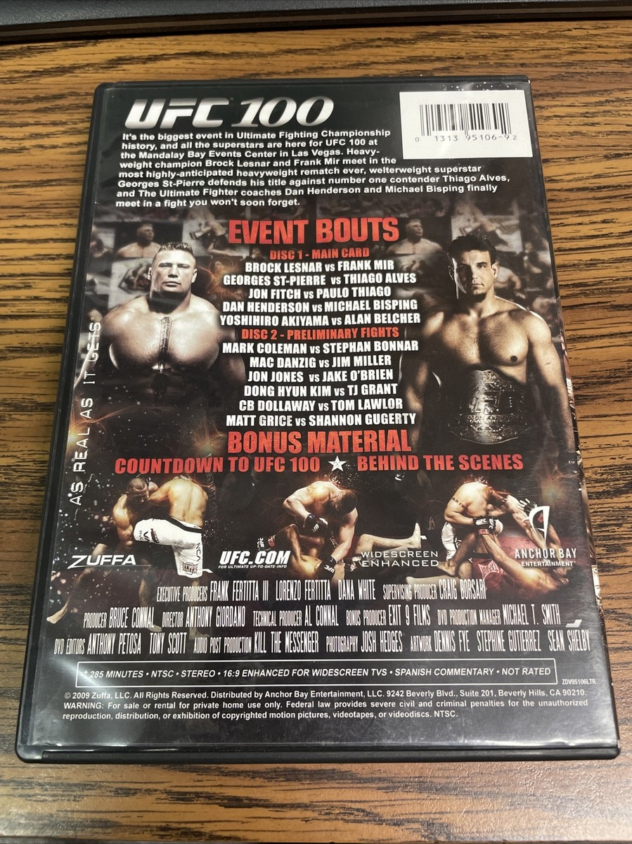 UFC 100 (DVD, 2009, 2-Disc Set) 13139510692 | eBay