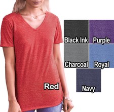 Ladies Snow Heather V-Neck T-Shirt Poly/Cotton Classic Fit Womens S M L XL 2X 3X