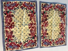 Williams-Sonoma Floral Place Mats Yellow/Indigo/Red Set of 2