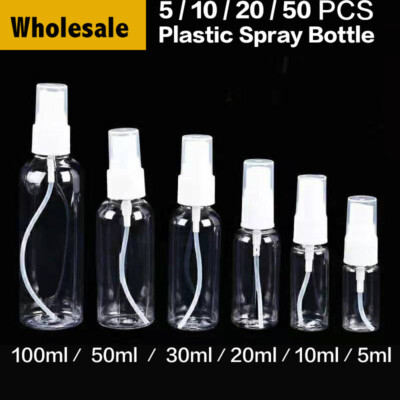 10-50PCS Empty Plastic Spray Bottle Travel Clear Perfume Atomizer 50ml  100ml Lot