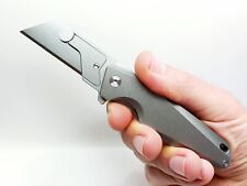 Titanium Replaceable Razor Utility Blade Pocket Knife FrameLock Ball Bearing EDC