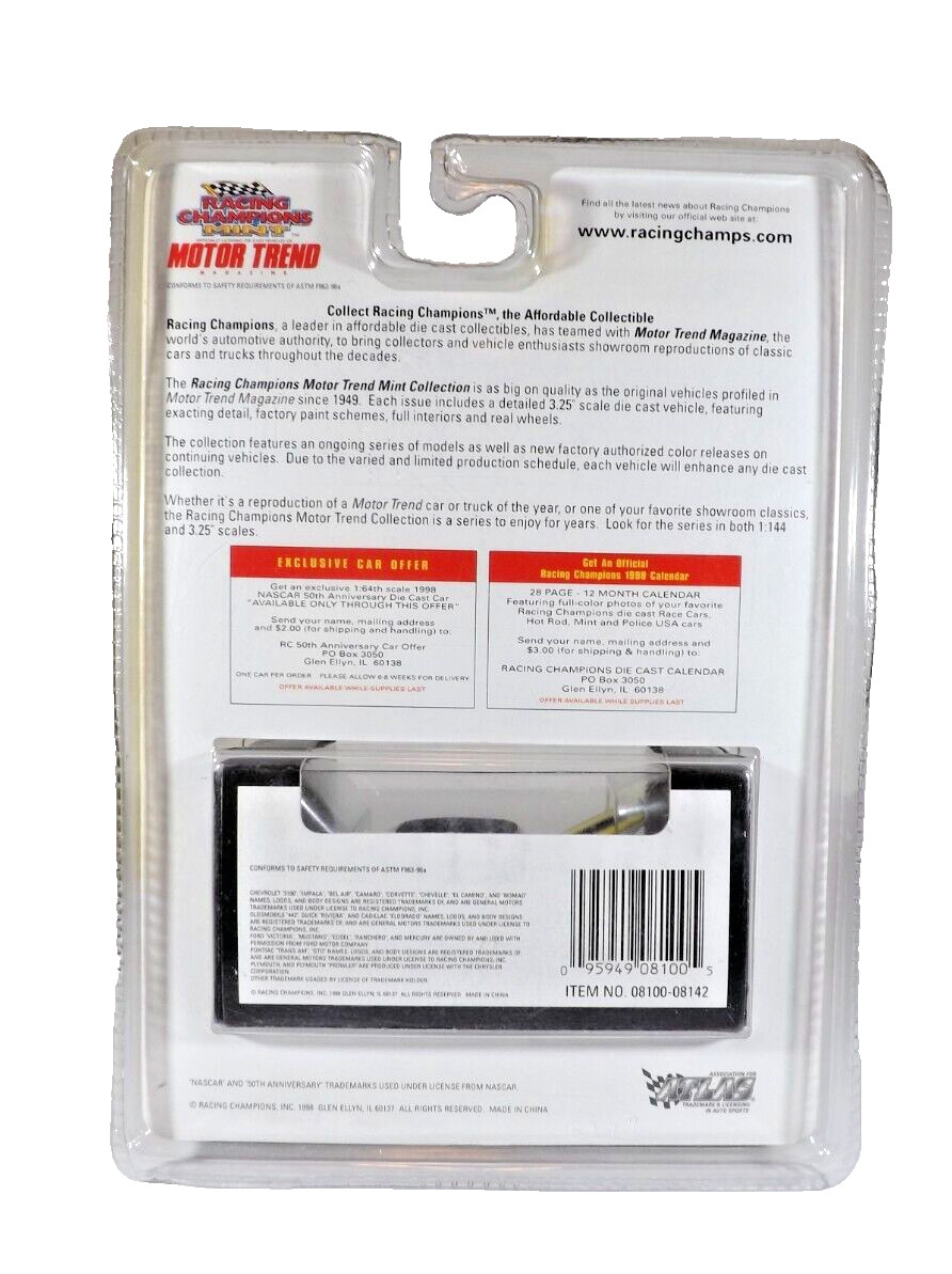 Racing Champions Mint Motor Trend  Yellow 1969 Chevy Camaro in Collectors Box