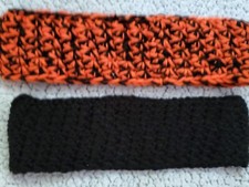 Hand Crocheted Crochet Headbands Orange and Black Colors Lot of 2 NEW