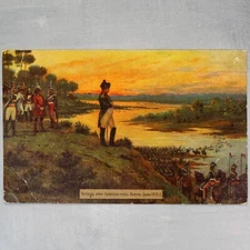 Napoleon army crossing Neman 1812 sunset Tsarist Russian ZINGER postcard 1909s🦅