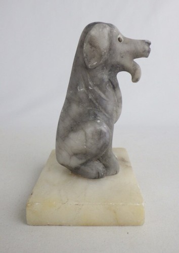 Vintage Carved Gray Alabaster Italy Panting Happy Dog Sculpture Figurine - Picture 4 of 10