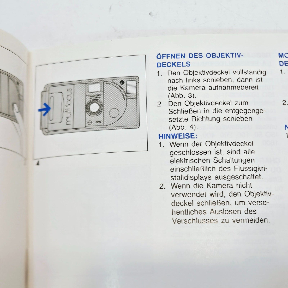 Chinon Multi Focus Auto 3001 Instruction Manual Printed in Chinon Multi Focus Auto 3001 Instruction Manual Printed in
