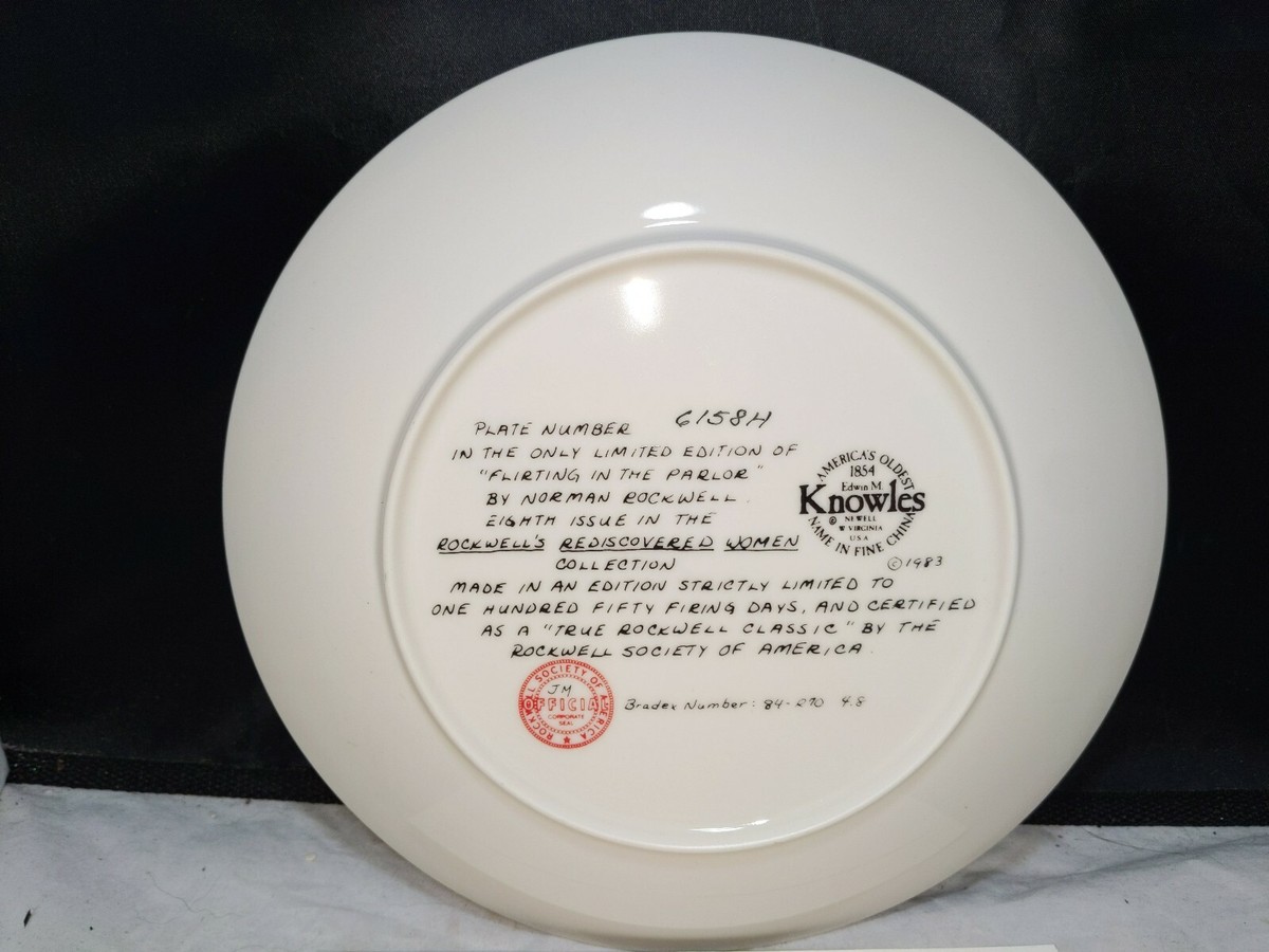 Norman Rockwell plate by Edwin Knowles. Flirting in The Parlor