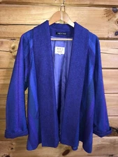 AVOCA Collection Jacket Coat Oversize Women Sz S Wool Striped Purple Ireland
