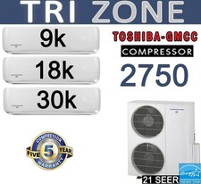 21 Seer Tri Zone Mini Split Air Conditioner/heat Pump : 9000 +18000 +30000 Btu