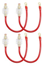 4x High Quality 4 ga AWG RED Power Cable OFC With AGU Inline Fuse Holder 100AMP