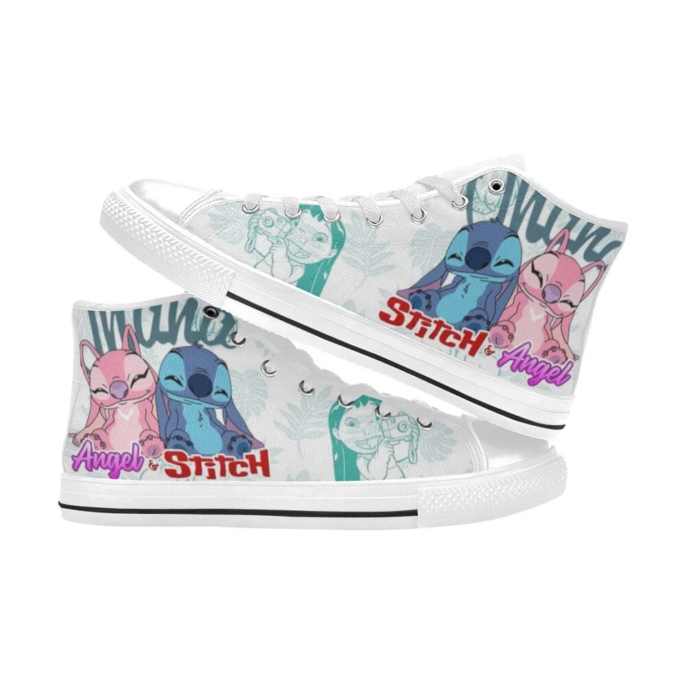Zapatillas deportivas personalizadas Stitch and Angel zapatos informales de lona para niños de caña alta Foto 3 de 4