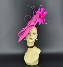 MF173-1 Fuchsia/Fuchsia Red Kentucky Derby Wedding Tea Party Sinamay Fascinator