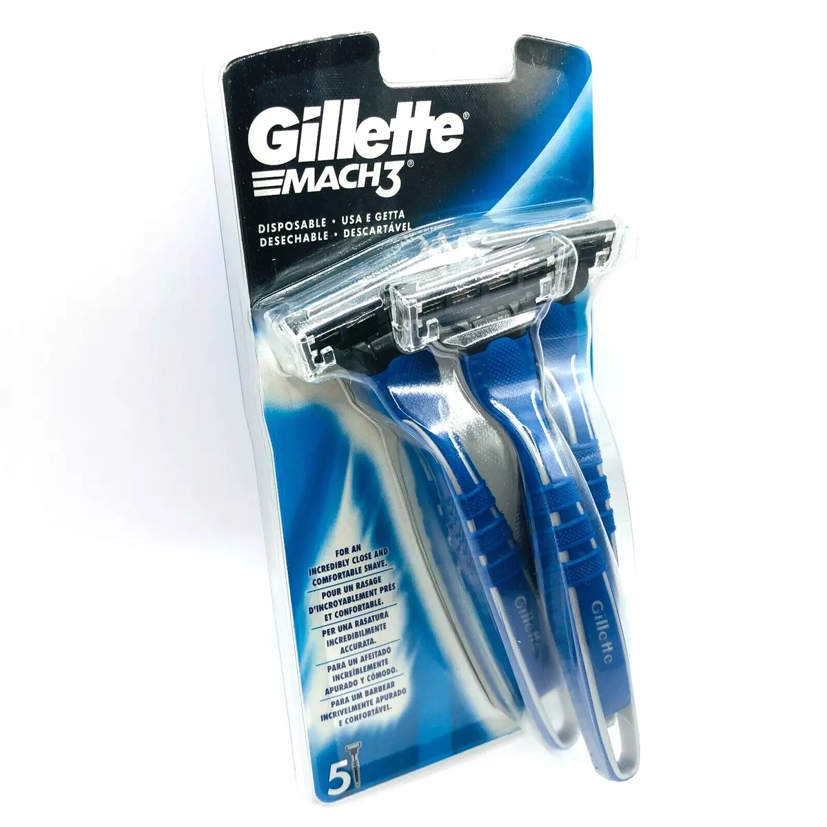 5 x Gillette Mach 3 Pack of 5 Disposable Razors Mens Shaving Razor Blades FAST