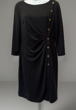 Lauren Ralph Lauren Women's 8 Black Drape Side Button Ponte Knit Sheath Dress