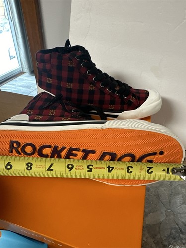 ROCKET DOG JAZZIN' HIGH-TOP CANVAS SNEAKERS Red Black Plaid Dublin Sz 8.5 M - Picture 7 of 9