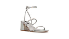 Nine West Women's Gali Block Heel Sandals - Iridescent Silver