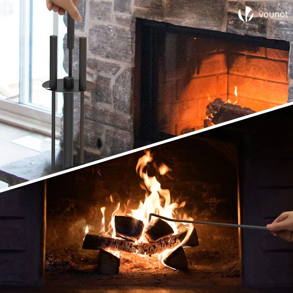 VOUNOT Serviteur de cheminée ensemble 4 pieces en metal noir | eBay