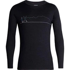 Icebreaker Merino 200 Oasis Deluxe Raglan LS Crew Shirt (M)Single Line Ski Black