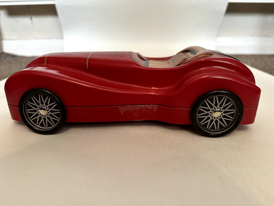 Vintage Red  Sports Car Shaped Empty Metal  Funky Unique Tin
