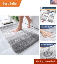 Stylish Light Grey Bath Mat 24x16 - Ultra-Absorbent with Elegant Striped Design