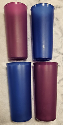 Tupperware 115 Stackable Jewel Tone Blue- Raspberry Tumblers 12oz Cups Lot of  4
