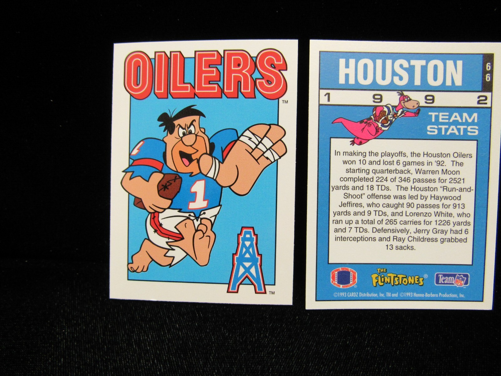1993 Houston Oilers "1992 Team Stats" Flintstones NFL Cardz 66 eBay