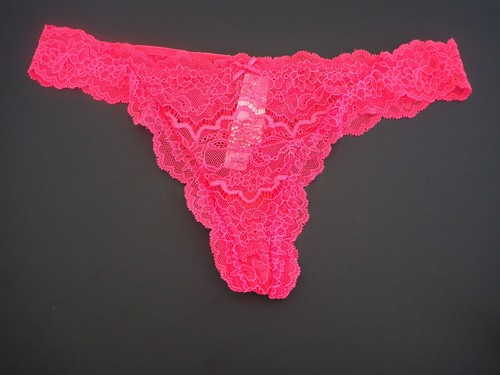 Culotte String Victoria's Secret Dream Angels Bleu Skyway - Taille L, Dentelle Fleurie