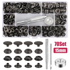 Heavy Duty Snap Fastener Button Kit 70 Set 15mm 5/8" Stainless Steel for Leather