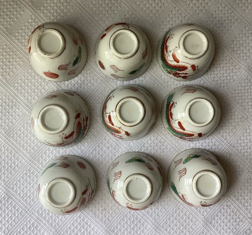 Vintage/ Antique 11-piece Chinese Porcelain Tea Set with Dragon Design - Picture 4 of 11
