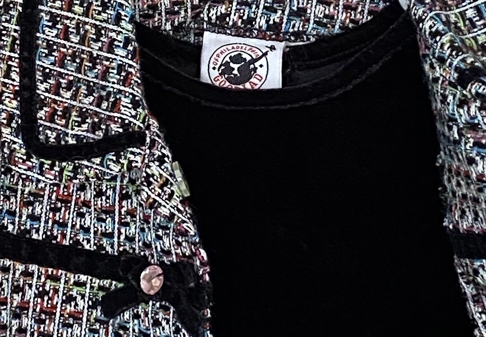 GOOD LAD Vestido y Abrigo Niñas Pequeñas Dos Piezas 4T Negro Terciopelo Multicolor Tweed Foto 3 de 4