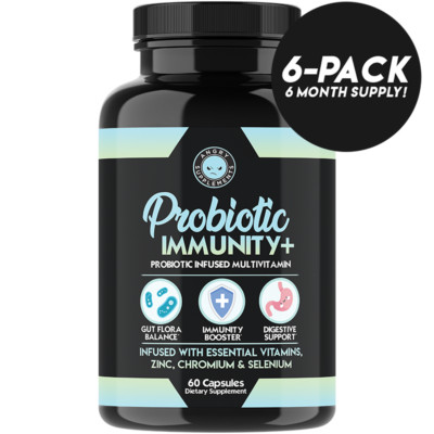 Probiotic Immunity + Vitamin C, E, D3, Zinc Immune & Digestive Support 6Pk