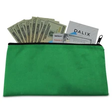 Deposit Bag Bank Pouch Zippered Safe Money Bag Organizer in GREEN