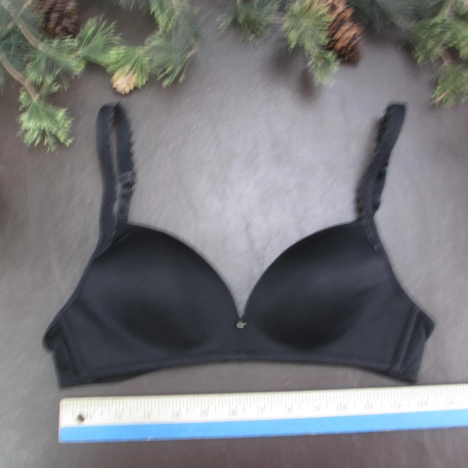 Warner's Bra Mujer 36A Negro Rosa Estilo 01091 Acolchado Inalámbrico Camiseta Foto 2 de 4