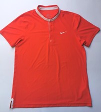Nike Roger Federer RF Miami Open 2010 Tennis Henley Shirt Orange Mens L 29.5x 22