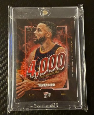 2024-25 Topps Now Stephen Curry 4000 Career 3-Pointers Made Red Foil /5 (RARE)