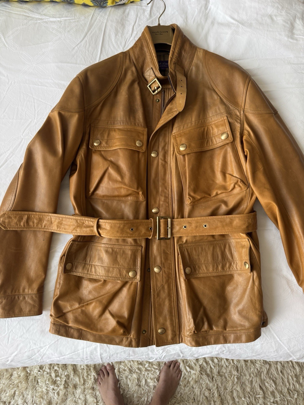 Ralph Lauren Purple Label Calf Leather Four-Pocket Military Jacket - Men $8,000