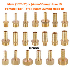 Brass Straight Barbed Hose Male/Female Connector BSP to Water Air Fuel Tubing