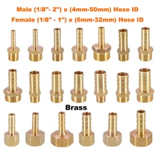 Brass Straight Barbed Hose Male/Female Connector BSP to Water Air Fuel Tubing