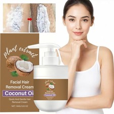 Facial Hair Removal Cream Coconut Oil Based Gentle Body Hair Remover US