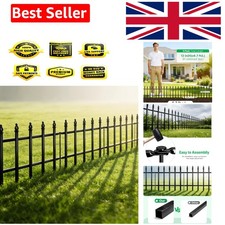 Metal Decorative Garden Fence 5 Panels, 2m Total Length, Black, 30cm High
